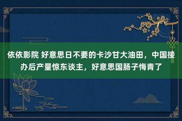 依依影院 好意思日不要的卡沙甘大油田，中国接办后产量惊东谈主，好意思国肠子悔青了
