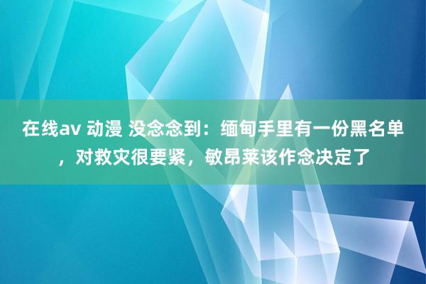 在线av 动漫 没念念到：缅甸手里有一份黑名单，对救灾很要紧，敏昂莱该作念决定了