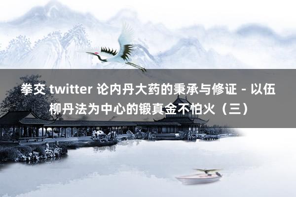 拳交 twitter 论内丹大药的秉承与修证－以伍柳丹法为中心的锻真金不怕火（三）