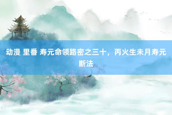 动漫 里番 寿元命领路密之三十，丙火生未月寿元断法